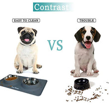 Carica l'immagine nel visualizzatore di Gallery, Ciotola per Cani Gatti in Acciaio Inox con Tappetino Small, Rettangolo Grigio - Ilgrandebazar