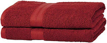Carica l'immagine nel visualizzatore di Gallery, AmazonBasics - Set di 2 asciugamani da bagno che non sbiadiscono, Rosso - Ilgrandebazar