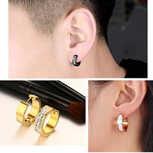 Carica l'immagine nel visualizzatore di Gallery, Eleganti orecchini a cerchio, fatti a mano con strass, da d'oro+argento+nero - Ilgrandebazar
