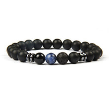 Carica l'immagine nel visualizzatore di Gallery, GOOD.designs ® Bracciale con perle di lava nera o onice (per uomo e Blu - Ilgrandebazar