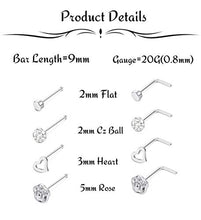 Carica l'immagine nel visualizzatore di Gallery, Milacolato 20G Naso Stud Set I Forma Cartilagine Tragus Piercing CZ Acciaio... - Ilgrandebazar