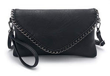 Carica l'immagine nel visualizzatore di Gallery, ELIOX - Pochette Donna Elegante con Catena e Tracolla in Morbida Pelle Nero