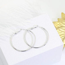 Carica l'immagine nel visualizzatore di Gallery, VU100 Orecchini Cerchio 60mm Argento sterling 18 carati Oro Argento-60mm - Ilgrandebazar