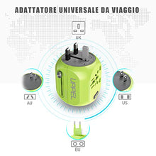 Carica l'immagine nel visualizzatore di Gallery, Milool Adattatore Universale da Viaggio con QC3.0 Quick Charge 2 Porte Verde