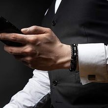 Carica l'immagine nel visualizzatore di Gallery, SERASAR | Bracciale in Pelle Premium per Uomo Nero | Speciale - Ilgrandebazar