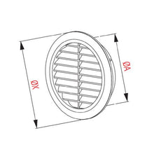Carica l'immagine nel visualizzatore di Gallery, Griglia di ventilazione T30, Ø 100 mm, rotonda, in plastica, bianca, con...