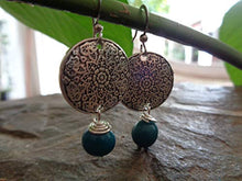 Carica l'immagine nel visualizzatore di Gallery, ✿ SEMI DI ASAI TURCHESE BOHO ETHNO MANDALA ✿ orecchini esotici - regalo...