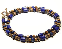Carica l'immagine nel visualizzatore di Gallery, Collana di lapislazzuli, con perline legno e perle rame per uomini e... - Ilgrandebazar