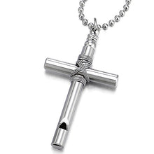 Carica l'immagine nel visualizzatore di Gallery, COOLSTEELANDBEYOND Ciondolo di Fischio Croce, Collana con Pendente da Uomo... - Ilgrandebazar