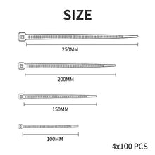 Carica l'immagine nel visualizzatore di Gallery, Fascette stringicavo da 3,6 mm, resistenti, in nylon nero di alta qualità,...