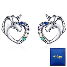 Carica l'immagine nel visualizzatore di Gallery, Qings Orecchini Unicorno 925 Sterline D'argento Abbaglianti...