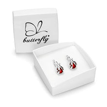 Carica l'immagine nel visualizzatore di Gallery, butterfly Bambine Ragazze Orecchini Argento Sterling 925 Rosso Coccinella...