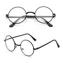 Carica l'immagine nel visualizzatore di Gallery, TRIXES Occhiali Tondi Unisex - con Lenti Trasparenti Stile Nero - Ilgrandebazar