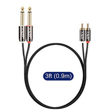 Carica l'immagine nel visualizzatore di Gallery, J&amp;D 2x 6,35 mm a 2RCA Cavo, RCA Cable Oro-Placcato [Copper Shell] [Robusto]...