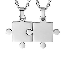 Carica l'immagine nel visualizzatore di Gallery, Set di collane con ciondoli a forma puzzle che si combinano Silver - Ilgrandebazar