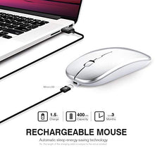Carica l'immagine nel visualizzatore di Gallery, INPHIC Mouse Wireless Ricaricabile, Ottico Mini Argento chiaro