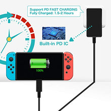 Carica l'immagine nel visualizzatore di Gallery, Nintendo Switch AC Adapter, Alimentatore PD Tipo-C Adattatore, Nero