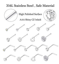 Carica l'immagine nel visualizzatore di Gallery, Milacolato 20G Naso Stud Set I Forma Cartilagine Tragus Piercing CZ Acciaio... - Ilgrandebazar