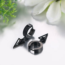 Carica l'immagine nel visualizzatore di Gallery, JewelryWe Orecchini da Uomo Donna a Cerchio con Pendente in Nero - Ilgrandebazar