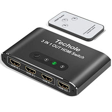 Carica l'immagine nel visualizzatore di Gallery, HDMI Switch, Techole Alluminio Splitter 3 In 1 Uscita con Telecomando,...
