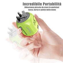 Carica l'immagine nel visualizzatore di Gallery, Milool Adattatore Universale da Viaggio con QC3.0 Quick Charge 2 Porte Verde