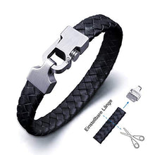 Carica l'immagine nel visualizzatore di Gallery, Amtier Bracciale Uomo in Pelle intrecciato Bracciali Regolabile con Nero - Ilgrandebazar