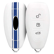 Carica l'immagine nel visualizzatore di Gallery, kwmobile Cover Chiave Compatibile con Ford 3 Strisce Rally blu / bianco