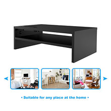 Carica l'immagine nel visualizzatore di Gallery, 1home Supporto del Legno tavola Nera per monitore 420mm largo con la mensola - Ilgrandebazar