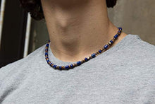 Carica l'immagine nel visualizzatore di Gallery, Collana di lapislazzuli, con perline legno e perle rame per uomini e... - Ilgrandebazar