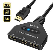 Carica l'immagine nel visualizzatore di Gallery, Switch HDMI 4k, Techole Interruttore 3 In 1 Out con Cavo, Supporta 4K,...