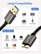 Carica l'immagine nel visualizzatore di Gallery, SUCESO Cavo Micro B a USB 3.0 A 5Gbps [0.5M] di Sincronizzazione 0.5M