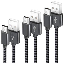 Carica l'immagine nel visualizzatore di Gallery, GERETIN Cavo Micro USB [3 Pezzi:1m,2m,2m] Grigio&amp;Nero