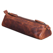 Carica l'immagine nel visualizzatore di Gallery, STILORD 'Jim' Astuccio portapenne in pelle con due cerniere Kara - Cognac
