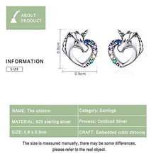 Carica l'immagine nel visualizzatore di Gallery, CNNIK Orecchini a forma di cuore unicorno in argento 925 per le donna...