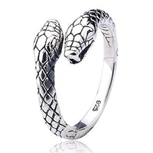 Carica l'immagine nel visualizzatore di Gallery, Serpente a doppia testa Anello in argento 925 | regolabile dimensione unisex... - Ilgrandebazar