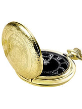 Carica l'immagine nel visualizzatore di Gallery, Orologio da Taschino al Quarzo per Uomo con Quadrante Nero e Catena Oro - Ilgrandebazar