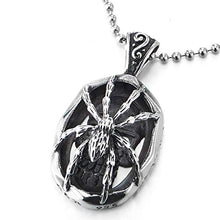 Carica l'immagine nel visualizzatore di Gallery, COOLSTEELANDBEYOND Uomo Donna Annata Ragno Cranio Ovale Collana con... - Ilgrandebazar