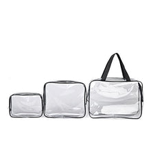 Carica l'immagine nel visualizzatore di Gallery, Txian - Set con 3 beauty case trasparenti in PVC, impermeabili, Black - Ilgrandebazar