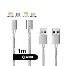 Carica l'immagine nel visualizzatore di Gallery, NetDot 2 Pack Gen7 Cavo di Ricarica Magnetica 1M / 3.3FT, 1M/2 pack silver