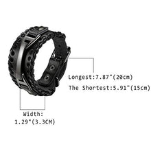 Carica l'immagine nel visualizzatore di Gallery, Cupimatch Uomo Braccialetto Bracciale Pelle Intrecciato Regolabile Nero - Ilgrandebazar