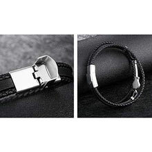 Carica l'immagine nel visualizzatore di Gallery, Jlbuay Bracciale da Uomo acciaio inossidabile vero cuoio bracciale... - Ilgrandebazar