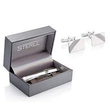 Carica l'immagine nel visualizzatore di Gallery, STERLL - Set di gemelli e fermacravatta in argento Sterling 925, regalo...