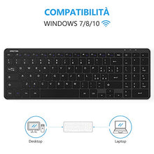 Carica l'immagine nel visualizzatore di Gallery, OMOTON Tastiera Wireless per PC Windows 7/8/10, con Ricevitore USB Nera