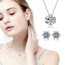 Carica l'immagine nel visualizzatore di Gallery, Caiery 925 Sterling Collana e Orecchini da Donna, in Argento, con Round - Ilgrandebazar