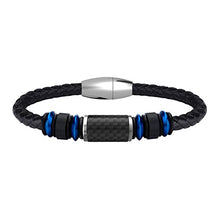 Carica l'immagine nel visualizzatore di Gallery, COOLMAN Braccialetto in Pelle per Uomo Bracciale Polsino Blu(21.5cm) - Ilgrandebazar