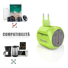 Carica l'immagine nel visualizzatore di Gallery, Milool Adattatore Universale da Viaggio con QC3.0 Quick Charge 2 Porte Verde
