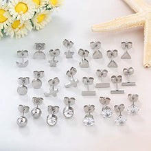 Carica l'immagine nel visualizzatore di Gallery, Sailimue12 Pairs Orecchini in Acciaio Inossidabile Set per Donna Tono Argento