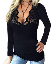 Carica l'immagine nel visualizzatore di Gallery, YOINS Camicette Donna Manica Lunga Maglia Pizzo Crop Magliette XXL, Nero - Ilgrandebazar