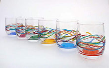 Carica l'immagine nel visualizzatore di Gallery, Set di 6 Bicchieri acqua cl. 27 Jazz multicolore in vetro dipinti a mano... - Ilgrandebazar
