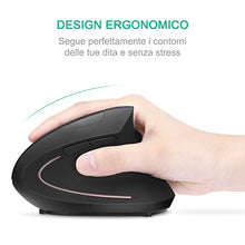 Carica l'immagine nel visualizzatore di Gallery, GHB Mouse Verticale Wireless Ergonomico Ricaricabile 6-Tasti Nero